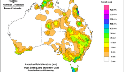 Weekly rainfall update + rainfall outlook 22 September 2025