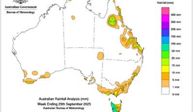 Weekly rainfall update + rainfall outlook 29 September 2025