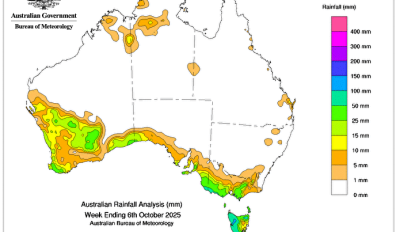 Weekly rainfall update + rainfall outlook 6 October 2025