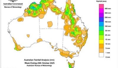 Weekly rainfall update + rainfall outlook 20 October 2025