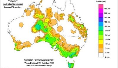 Weekly rainfall update + rainfall outlook 27 October 2025