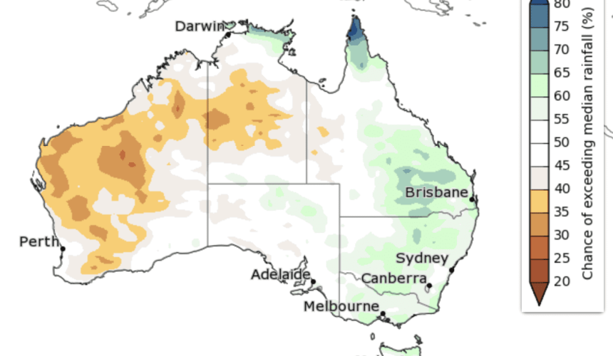 Nov to Jan rainfall outlook: Above average for east, below for west