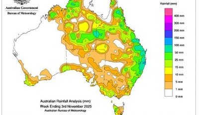 Weekly rainfall update + rainfall outlook 3 November 2025
