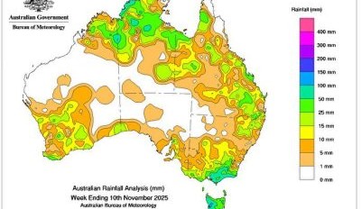 Weekly rainfall update + rainfall outlook 10 November 2025