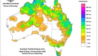 Weekly rainfall update + rainfall outlook 17 November 2025