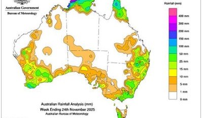 Weekly rainfall update + rainfall outlook 24 November 2025