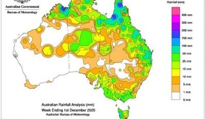 Weekly rainfall update + rainfall outlook 1 December 2025