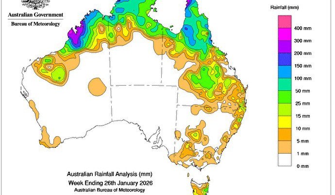 Weekly rainfall update + rainfall outlook 26 January 2026