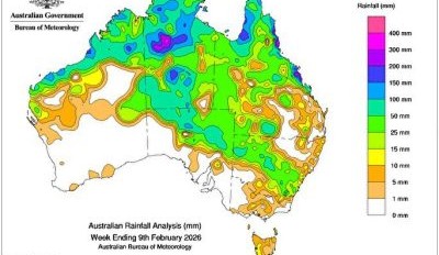 Weekly rainfall update + rainfall outlook 9 February 2026