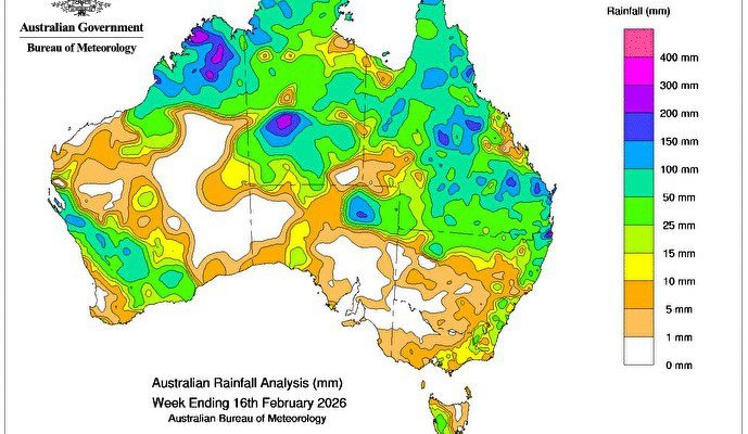 Weekly rainfall update + rainfall outlook 16 February 2026