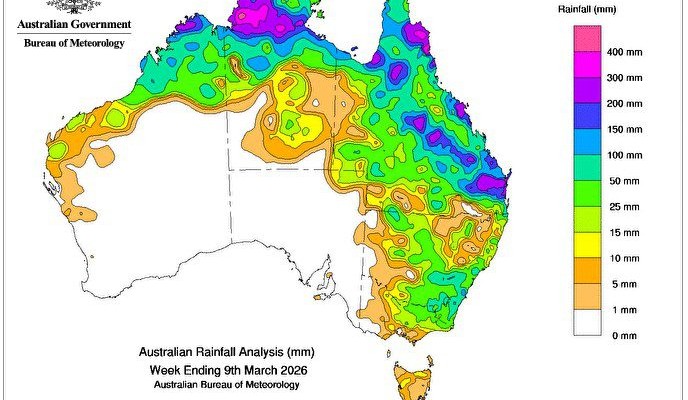 Weekly rainfall update + rainfall outlook 9 March 2026