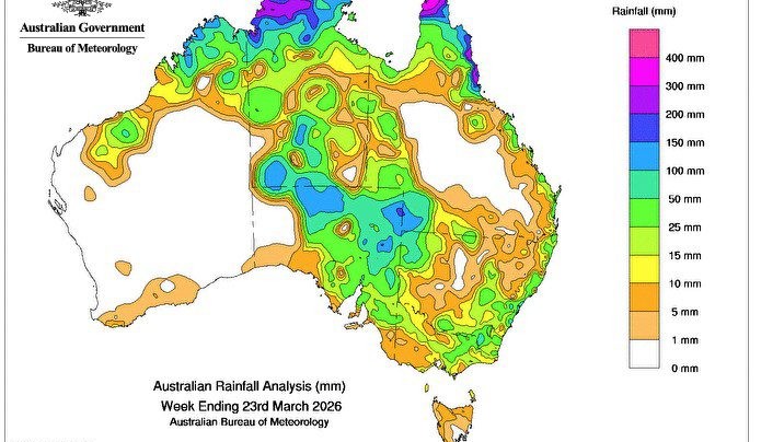 Weekly rainfall update + rainfall outlook 23 March 2026