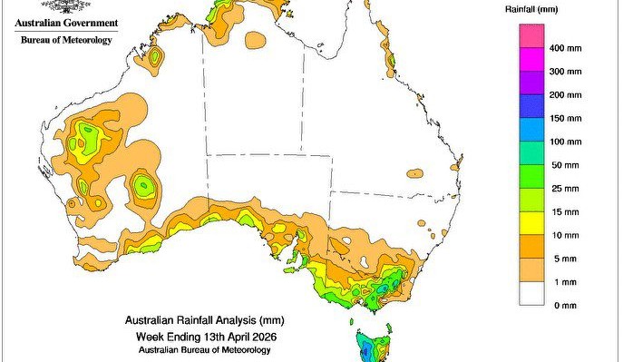 Weekly rainfall update + rainfall outlook 13 April 2026
