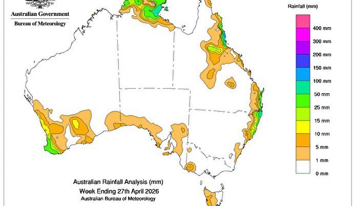 Weekly rainfall update + rainfall outlook 27 April 2026
