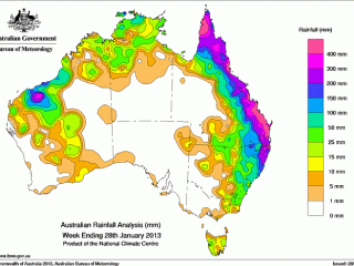 Rainfall coverage across Australia over the past seven days. Click on images below article to view more flood pictures. 