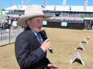 Cory Evans, who runs the Jen-Daview Limousin stud with older brother Brent, explains his selections during the Limousin judging.
