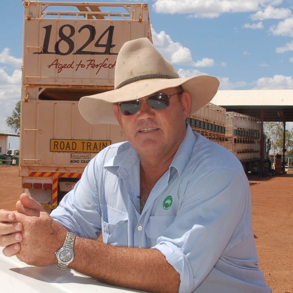 AA Co's Henry Burke with a roadtrain in the workshop on Brunette Downs