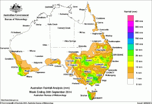 Rainfall recorded across Australia over the past week.