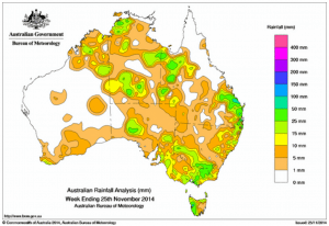 Rainfall recorded across Australia in the seven days until yesterday.
