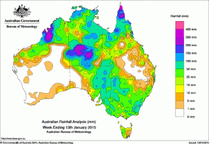 Rainfall recorded Australia for the week to yesterday.