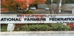 The NFF tweeted this picture last Friday with the message: "Another constructive and lawful midnight contribution from animal activists"