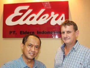 Endro Susiloand Richard Slaney at the PT Elders Indonesian head office in Jakarta.