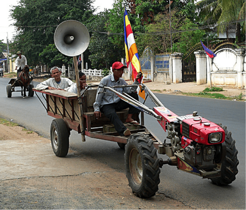 By changing the paddles for rubber tyres and dropping off the plough blades this machine can be quickly converted into a road tractor/trailer that very efficiently displaces the draft cow or buffalo. And you don’t have to spend 2 hours every night cutting grass for it!