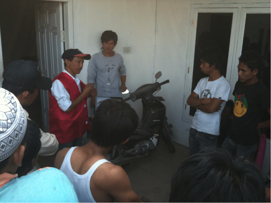 With his excellent cattle handling skills and extensive experience with Australian cattle, Nyoman was the perfect trainer for Animal Welfare Officers (AWO) when the trade was closed in 2011. Here he is at the port in Medan in August 2011 briefing a group of cattle truck drivers in their responsibilities for the welfare of their cargo.