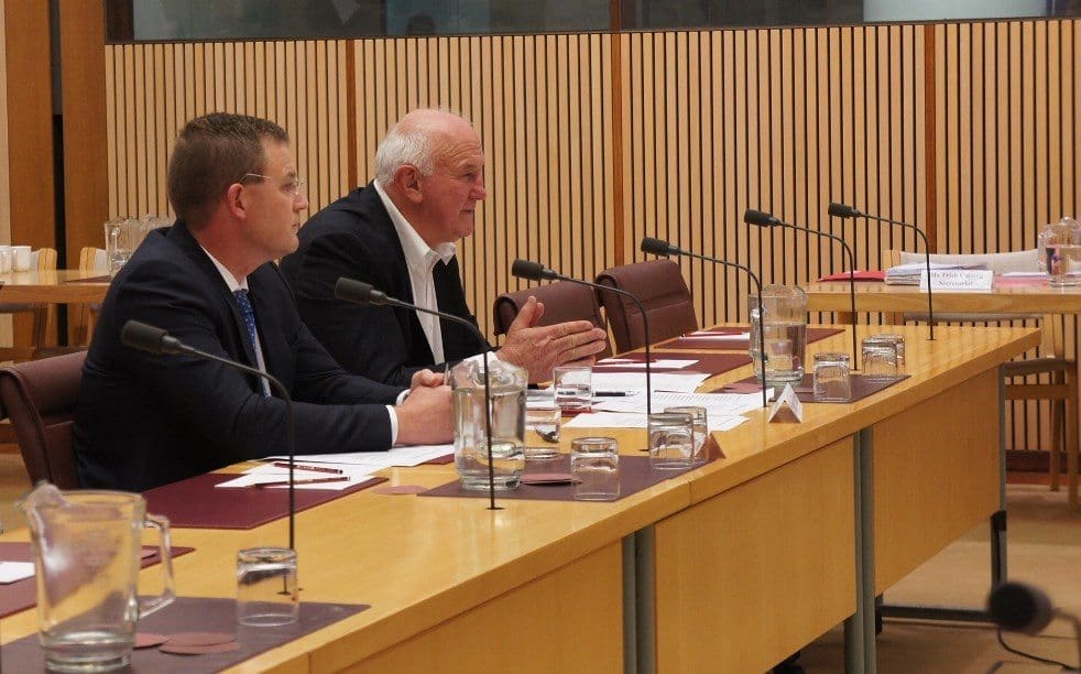 Sheepmeat processor Roger Fletcher fronts the Senate inquiry in Canberra yesterday