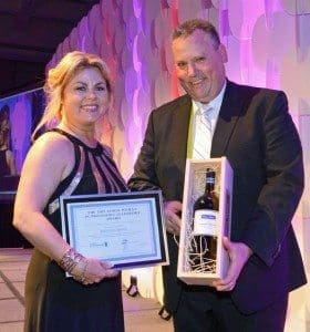 Atron’s David Larkin presntes the inaugural Women in Processing Award to Angelique Raspin, Group Quality Assurance Manager at Australian Lamb, Colac, VIC.