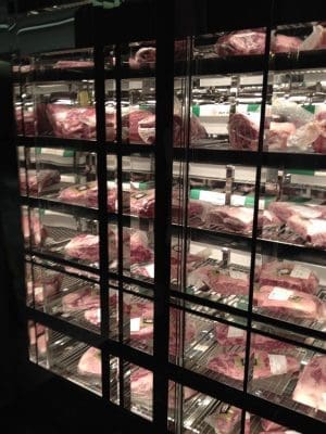 Selection of 15 Sher Wagyu cuts on display at the Michelin starred Kanpai restaurant in Shanghai
