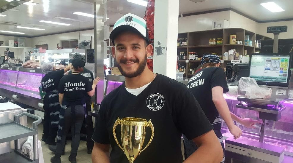 Chris behind the counter with the team at the Mondo butchery in Perth